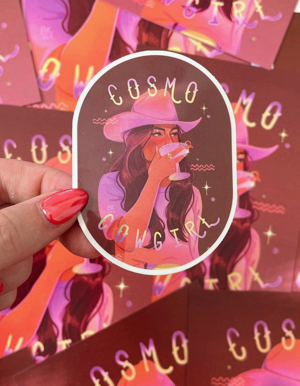 Cosmo Cowgirl Holographic Sticker